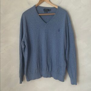 Polo Ralph Lauren Men’s XXL V-Neck Sweater 100% Pima Cotton in Camp Blue